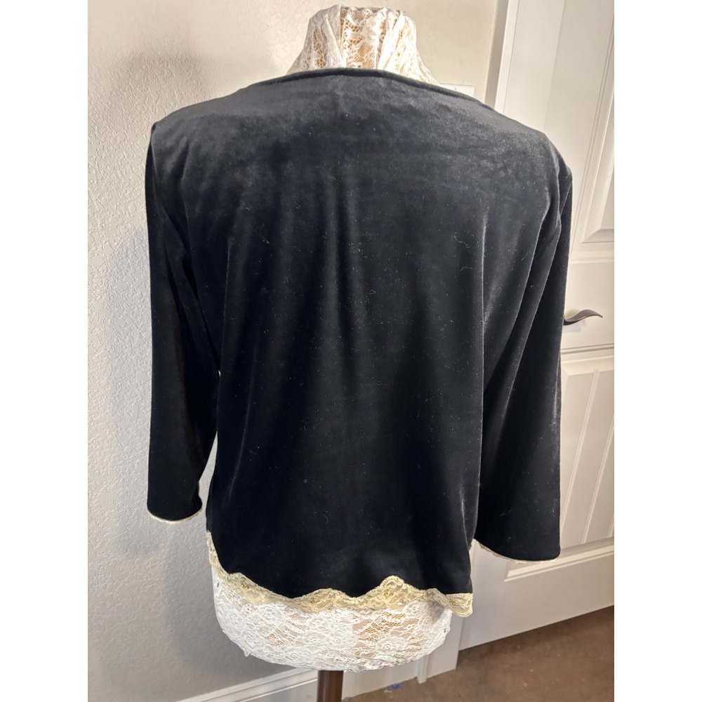 Emma James Velvet Babydoll Women's Top Lace Beaded Romantic Whimsygoth L Y2K Vtg - Picture 4 of 16